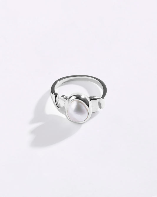 Authentic Pearl (Moti) Ring in 925 Sterling Silver - Shakti U