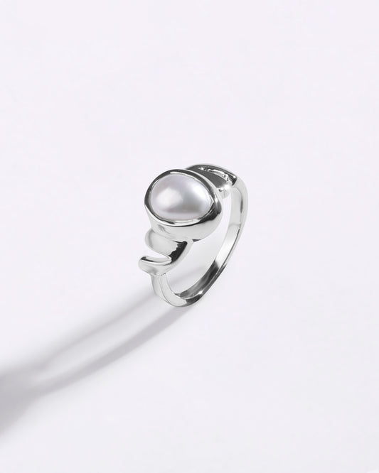 Authentic Pearl (Moti) Ring in 925 Sterling Silver - Shakti U