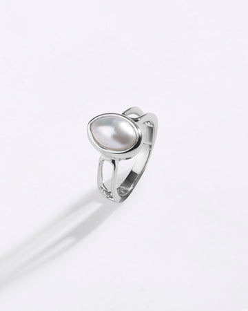 Sleek Pearl (Moti) Ring in 925 Sterling Silver - Shakti U