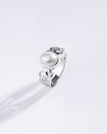 Divine Pearl (Moti) Ring in 925 Sterling Silver - Shakti U