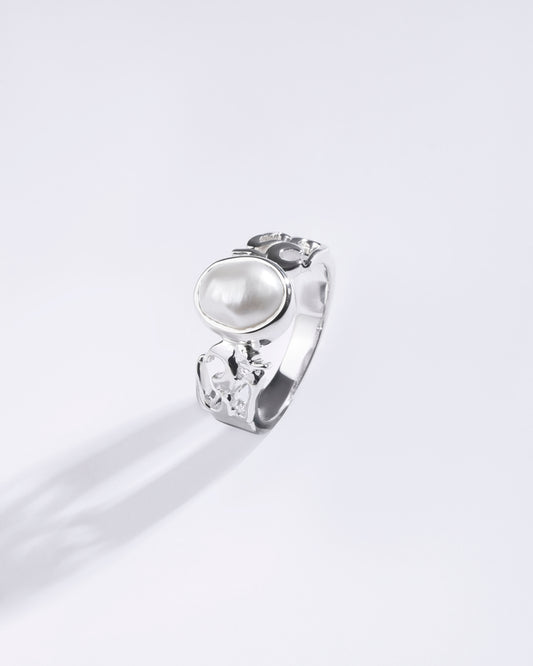 Divine Pearl (Moti) Ring in 925 Sterling Silver - Shakti U