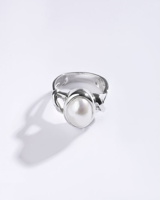 Unique Pearl (Moti) Ring in 925 Sterling Silver - Shakti U