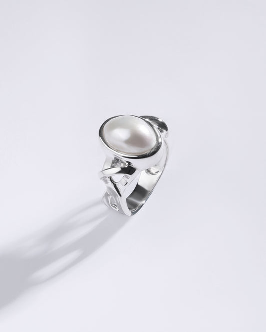 Unique Pearl (Moti) Ring in 925 Sterling Silver - Shakti U