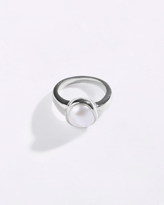 Vibrant Pearl (Moti) Ring in 925 Sterling Silver - Shakti U