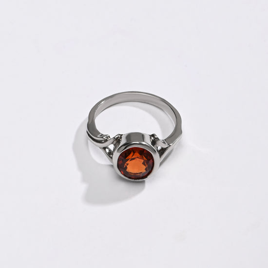Garnet (Gomed) Ring – 925 Silver Crafted - #1175B - Myra