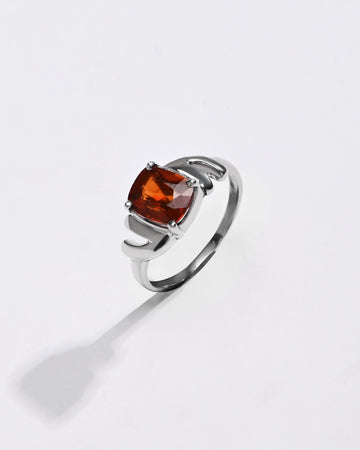 Garnet (Gomed) Ring – 925 Silver Minimalist - #1196N4 - Myra