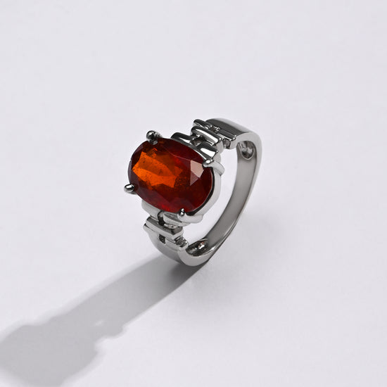 Classic Garnet (Gomed) Ring – 925 Silver - #1199N4 - Myra