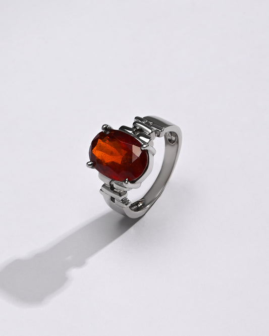 Classic Garnet (Gomed) Ring â€“ 925 Silver - #1199N4 - Myra