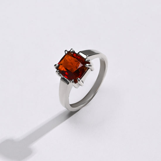 925 Silver Garnet (Gomed) Ring - #1200N8 Sq - Myra