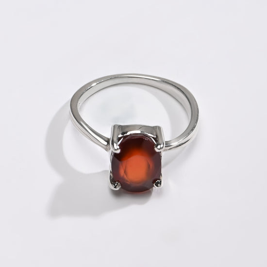 Daily-Wear Garnet (Gomed) Ring – 925 Silver - #1218N4 - Myra
