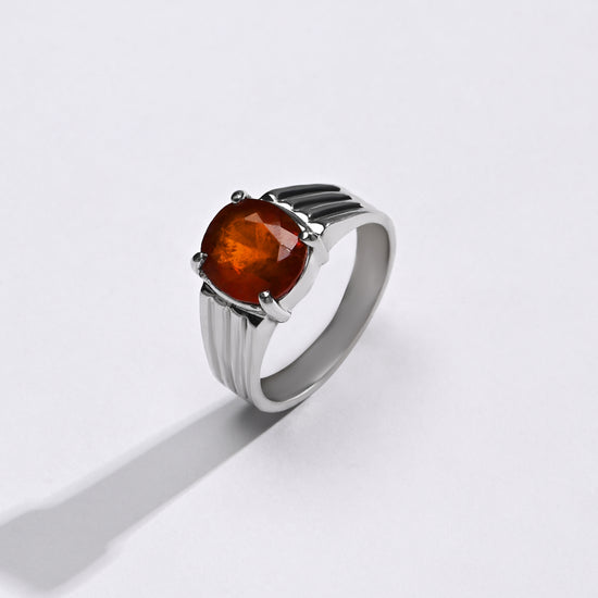 Essential Garnet (Gomed) Ring – 925 Silver - #1228N4 - Myra