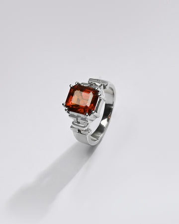 Genuine Hessonite Silver Ring Online from Myra Gems