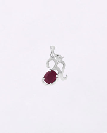 Eternal Om Ruby Pendant in 925 Silver