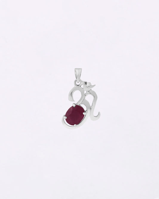 Eternal Om Ruby Pendant in 925 Silver