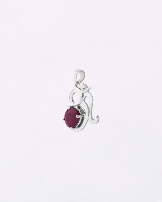 Eternal Om Ruby Pendant in 925 Silver