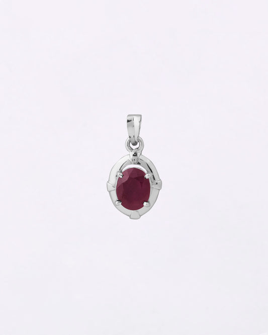 Moonlit Crown Ruby Pendant in 925 Silver