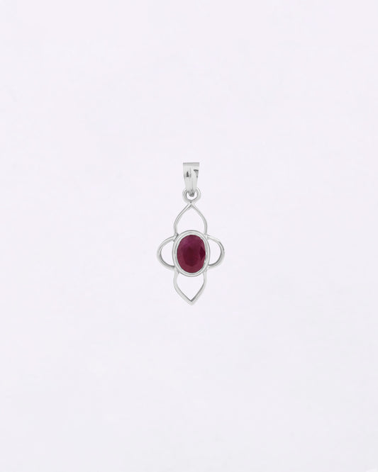 Cloud Petal Ruby Pendant in 925 Silver
