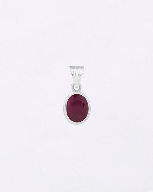 Plain Ruby Pendant in 925 Silver