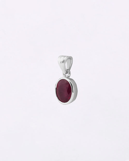 Plain Ruby Pendant in 925 Silver