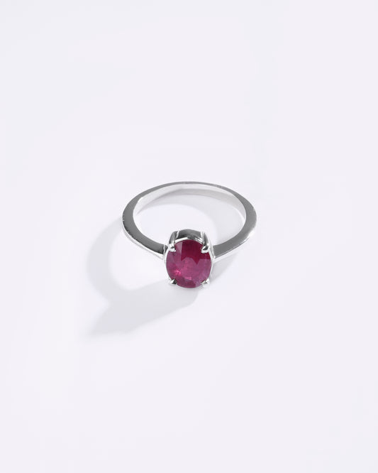 Minimalist Ruby (Manik) Ring in 925 Sterling Silver - Urja