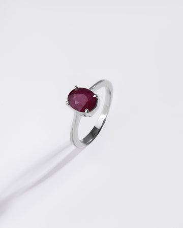 Minimalist Ruby (Manik) Ring in 925 Sterling Silver - Urja