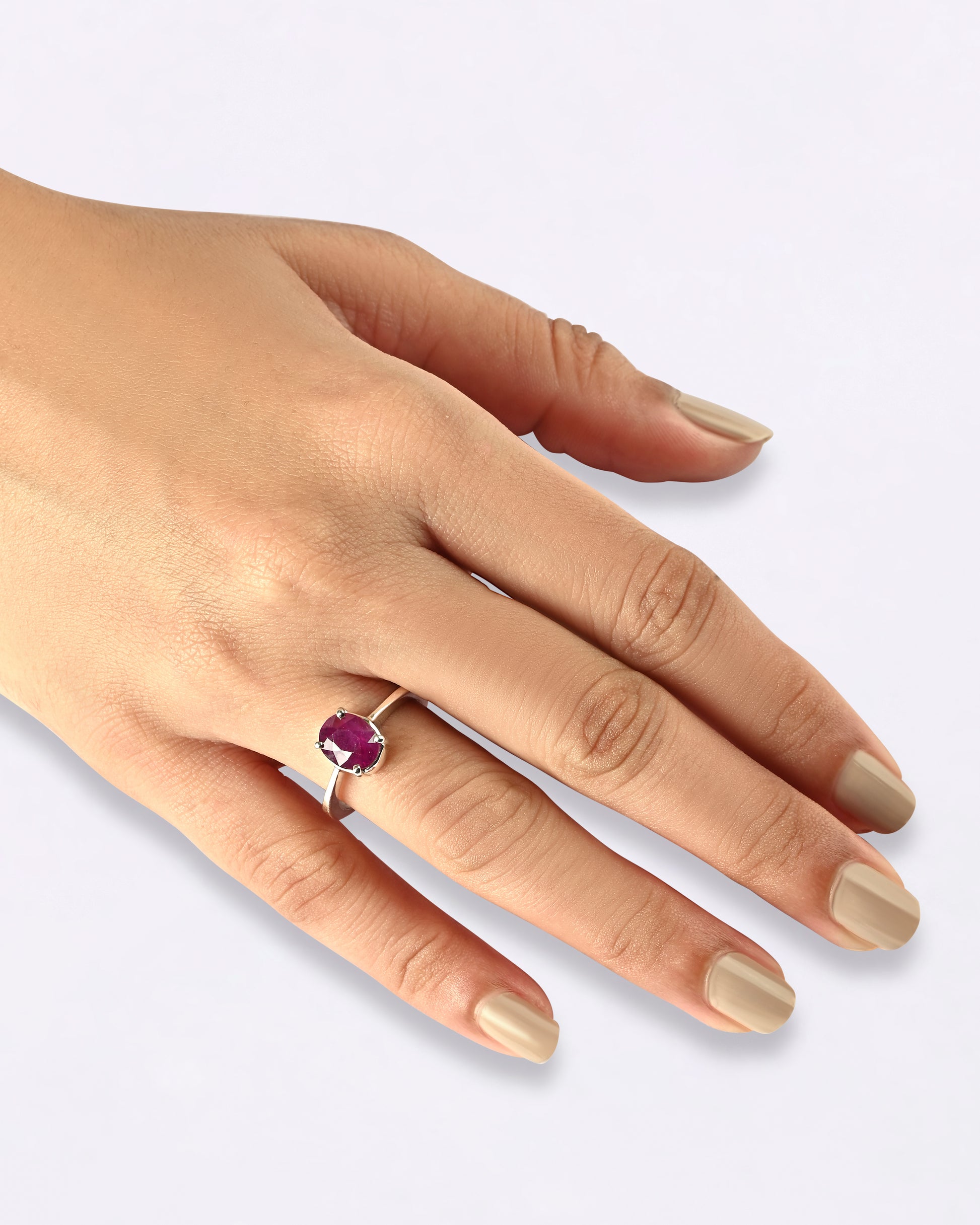 Minimalist ruby gemstone ring