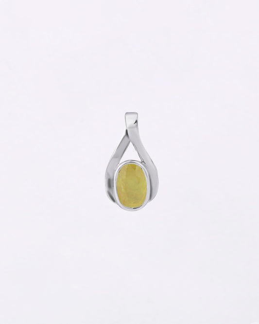 Gentle Curve Yellow Sapphire Pendant in 925 Silver