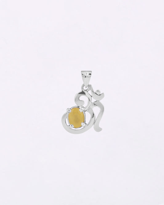 Eternal Om Yellow Sapphire Pendant in 925 Silver