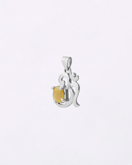 Eternal Om Yellow Sapphire Pendant in 925 Silver