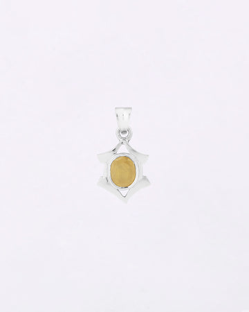 Hexa Edge Yellow Sapphire Pendant in 925 Silver
