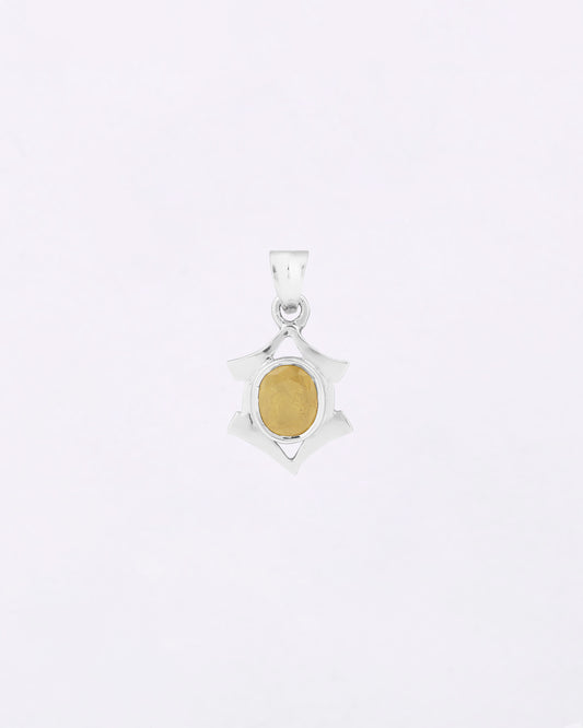 Hexa Edge Yellow Sapphire Pendant in 925 Silver