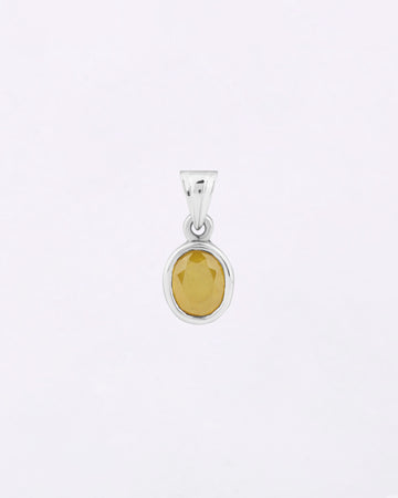 Plain Yellow Sapphire Pendant in 925 Silver