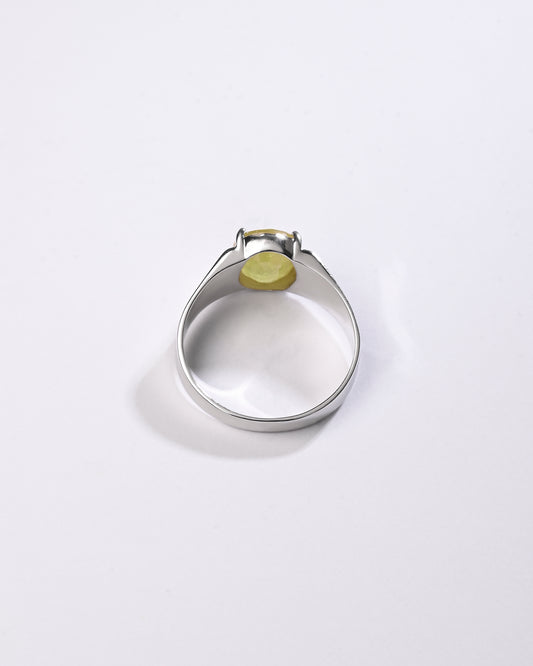 Statement Yellow Sapphire (Pukhraj) Ring in 925 Sterling Silver - Urja