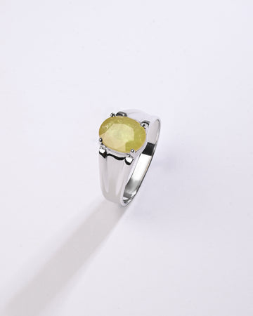 Statement Yellow Sapphire (Pukhraj) Ring in 925 Sterling Silver - Urja