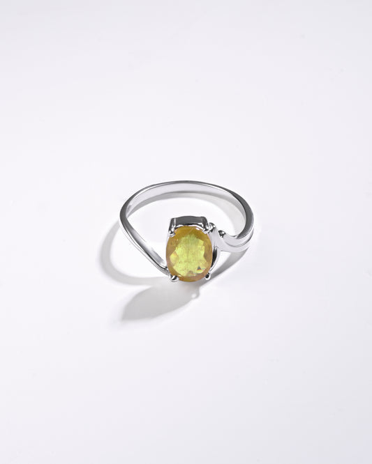 Cosmic Yellow Sapphire (Pukhraj) Ring in 925 Sterling Silver - Urja