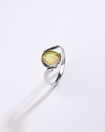 Cosmic Yellow Sapphire (Pukhraj) Ring in 925 Sterling Silver - Urja