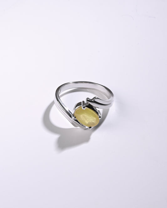 Dreamy Yellow Sapphire (Pukhraj) Ring in 925 Sterling Silver - Urja
