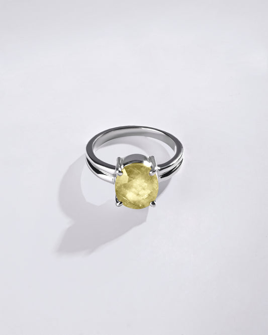 Prosperity Yellow Sapphire (Pukhraj) Ring in 925 Sterling Silver - Urja