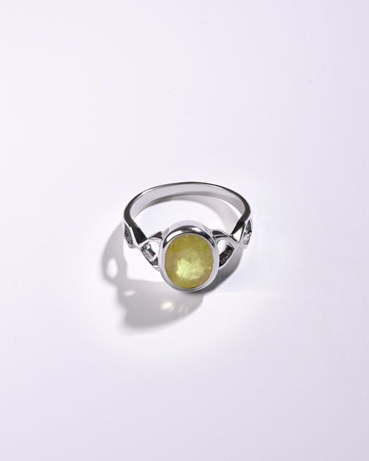 Powerful Yellow Sapphire (Pukhraj) Ring in 925 Sterling Silver - Shakti