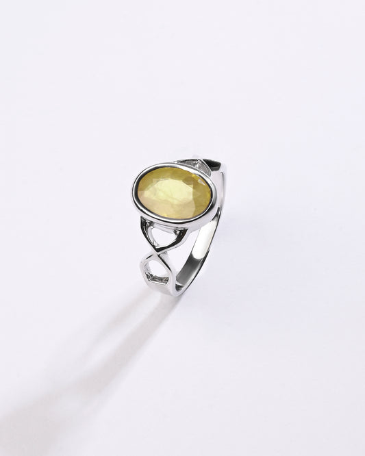 Powerful Yellow Sapphire (Pukhraj) Ring in 925 Sterling Silver - Shakti