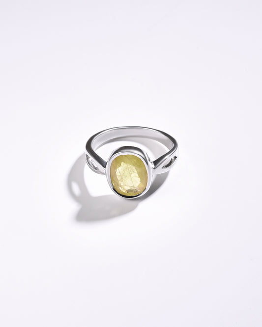 Grace Yellow Sapphire (Pukhraj) Ring in 925 Sterling Silver - Shakti