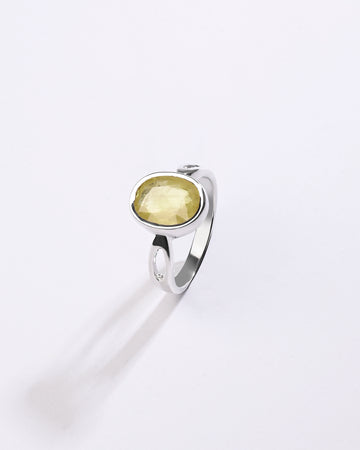 Grace Yellow Sapphire (Pukhraj) Ring in 925 Sterling Silver - Shakti