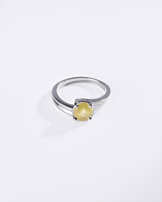 Promise Yellow Sapphire (Pukhraj) Ring in 925 Sterling Silver - Urja