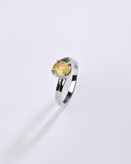 Promise Yellow Sapphire (Pukhraj) Ring in 925 Sterling Silver - Urja