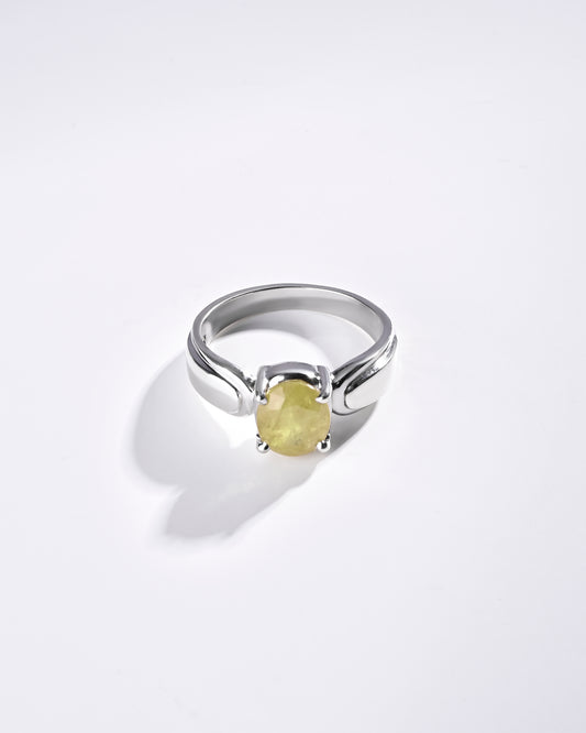 Timeless Yellow Sapphire (Pukhraj) Ring in 925 Sterling Silver - Urja