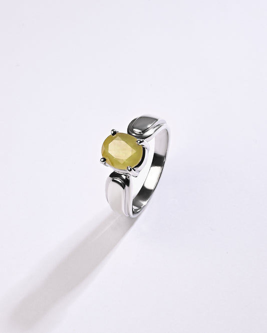 Timeless Yellow Sapphire (Pukhraj) Ring in 925 Sterling Silver - Urja