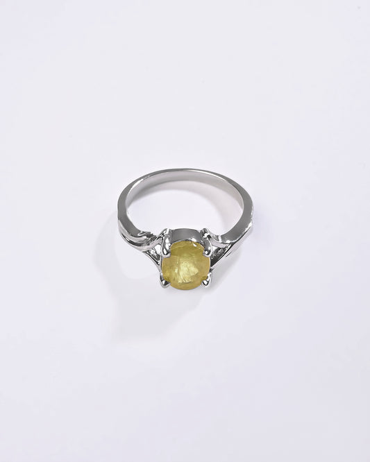 Essential Yellow Sapphire (Pukhraj) Ring in 925 Sterling Silver - Urja