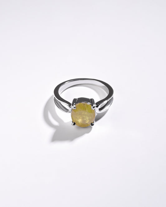 Sleek Yellow Sapphire (Pukhraj) Ring in 925 Sterling Silver - Urja