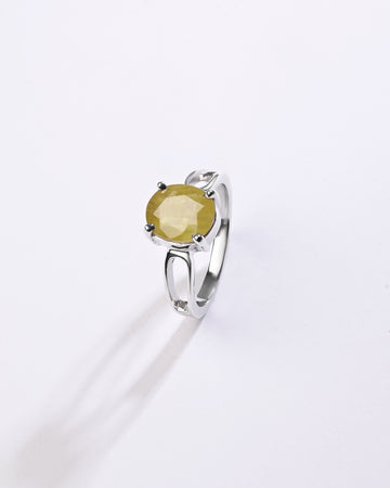 Sleek Yellow Sapphire (Pukhraj) Ring in 925 Sterling Silver - Urja