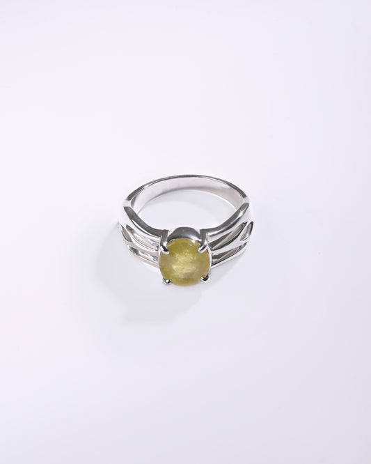 Elite Yellow Sapphire (Pukhraj) Ring in 925 Sterling Silver - Urja